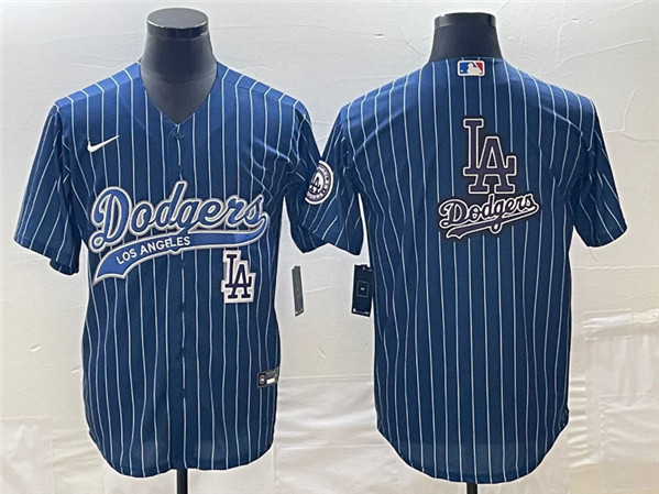 Men's Los Angeles Dodgers Blue Team Big Logo With Patch Cool Base Stitched Baseball Jersey